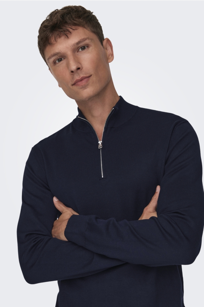 ONSWYLER LIFE REG 14 HALF ZIP KNIT 22021264 Dark Navy